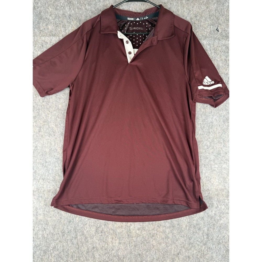 Adidas Climachill Polo Shirt Women Medium Burgundy Short Sleeve Golf Performance